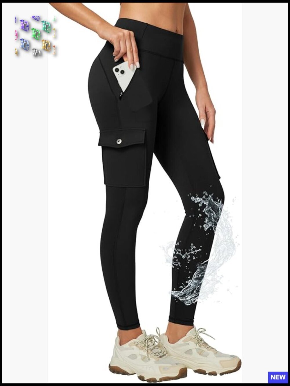 Hiking Leggings with Zipper Pockets Water Resistant Compression Tummy Control